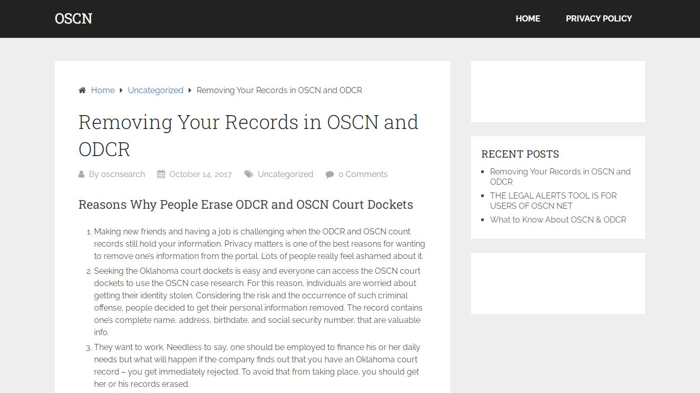 Removing Your Records in OSCN and ODCR